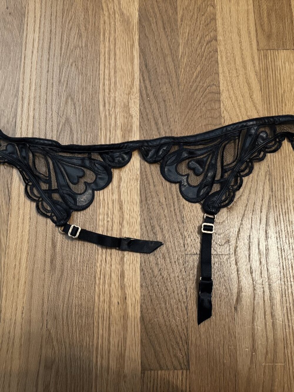 Honey Birdette - Black Hearts - Suspenders - L